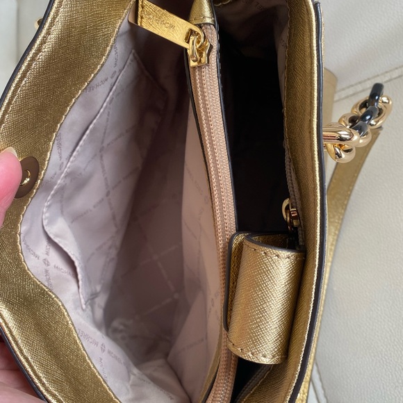 Michael Kors Sofia laser perforated leather gold tone